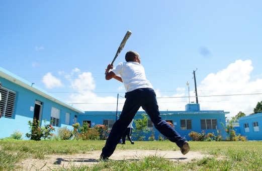 A boy enjoys recreational activities at his Hope Center, which help him develop physically and socially.