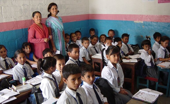 Nepal children in class